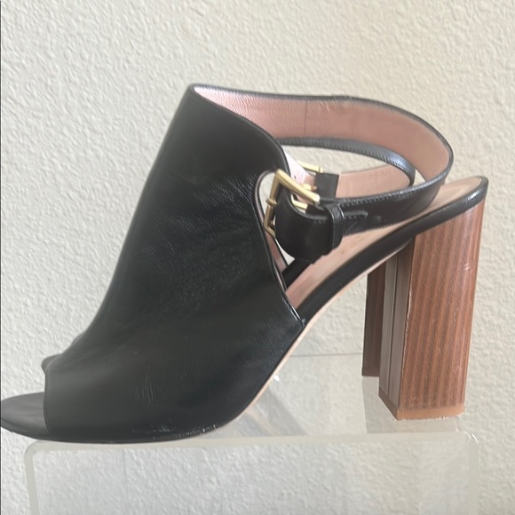 kate spade Black Heels with Open-Toe Design and Chunky Wooden Heel - Picture 5 of 8